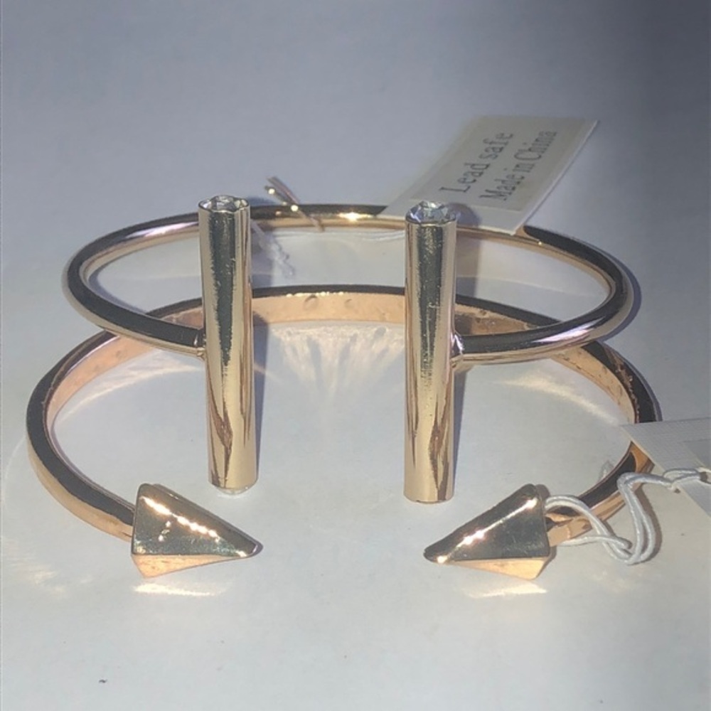 Gold Tone Arrow Spike CZ Rhinestone Cuff Bracelets